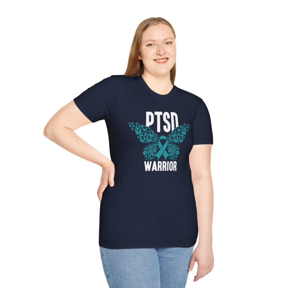 Teal Ribbon, Gildan Unisex Softstyle T-Shirt, PTSD Graphic Tee, S-3XL