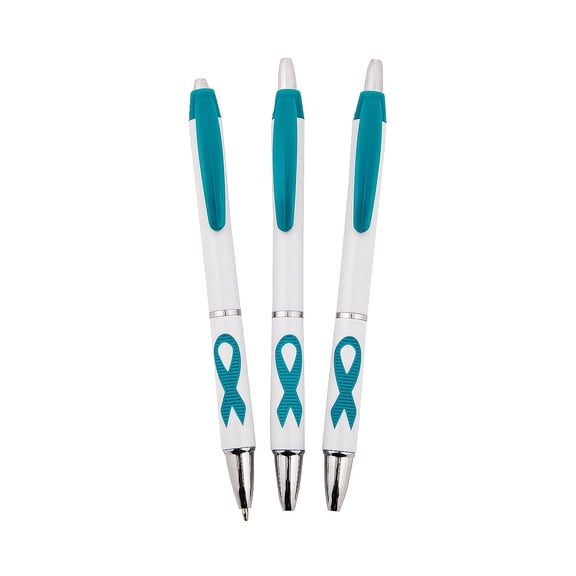 Teal Ribbon Grip Pen - Stationery - 24 Pieces