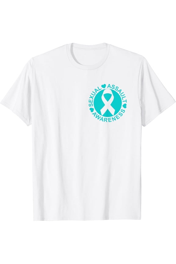 Teal Ribbon Sexual Assault Awareness Month T-Shirt100% pure cotton white short-sleeved T-shirts for men and women