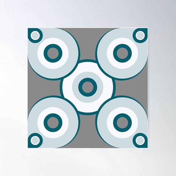 Teal Rings Poster Wall Art, Modern Wall Decor For Living Room Bedroom, 30x30 UNFRAMED