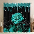 thumbnail image 1 of Teal Rose 30%-50% Blackout Curtains Glitter Galaxy Curtains And Drapes 2 Panels (42Wx84L),Sequins Fluid Art Curtains for Living Room Abstract Ombre Print Curtains, 1 of 5