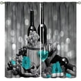 thumbnail image 1 of Teal Rose Kitchen Curtains Turquoise Wine Floral Grapes Theme Valentine Romantic Vintage Style Art Printed Blackout Rod Pocket Curtains Bedroom Living Room Window Drapes 2 Panels 84x84in, 1 of 6