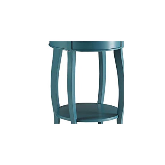 Teal Round Accent Table - Living Room Side Table with Cabriole Legs - 18" x 24"