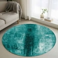 thumbnail image 1 of Teal Round Area Rug 3.3 FT, Non Slip Small Entryway Kitchen Mat, Retro Oil Painting Modern Abstract Art Aesthetics Washable Soft Circular Rug Non-Shedding Door Mat for Bathroom Playroom Kids Room, 1 of 9