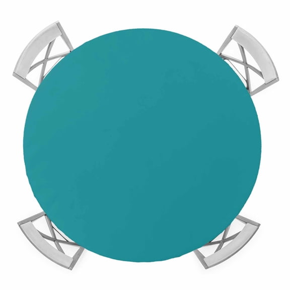 Teal Round Tablecloth for 36-44 Inch Tables, Fitted Table Cover with Elastic Edge, Turquoise Pure Teal Waterproof Outdoor Table Cloth Protector for Patio Garden Dinner Picnic