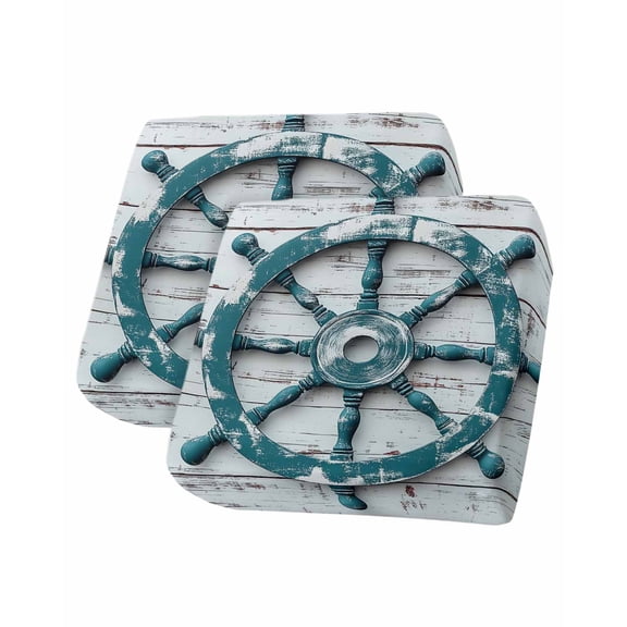 Teal Rudder Coastal Sofa Couch Cushion Covers Washable, Removable Stretchable Sectional Couch Covers, Summer Beach Ocean Nautical Slipcovers for L & T Shape Sofa Furniture Protector S Size 2 pcs