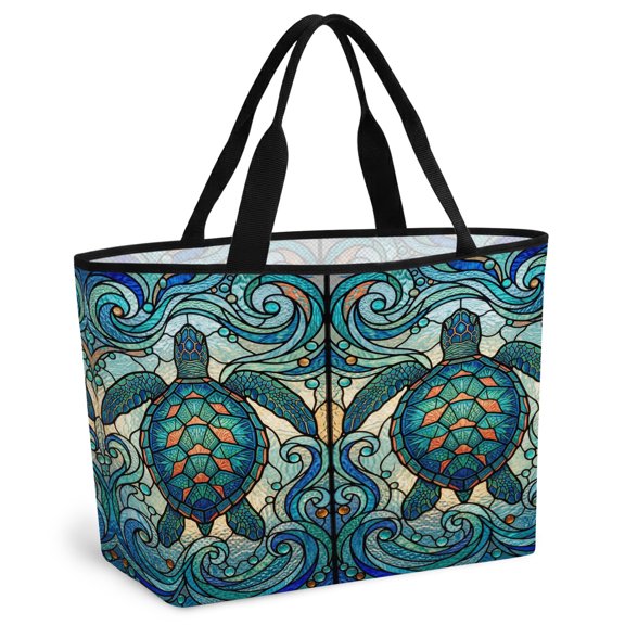Teal Sea Coastal Marble Beach Bag for Women, Large Breathable Mesh Beach Tote Bag, Turquoise Ocean Waves Nautical Sandproof Lightweight Travel Bags for Vacation Picnic Swimming Pool 15.7"x15.7"x9.1"
