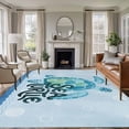 thumbnail image 1 of Teal Sea Turtle Area Rugs 8'x10', Washable Small Throw Rugs for Living Room Patio, Coastal Ocean Summer Ocean Waves Indoor Outdoor Rug Non-Slip Low Pile Carpet Runner Reversible Floor Mats, 1 of 8