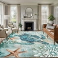 thumbnail image 1 of Teal Sea Turtle Coastal Area Rugs 6x9 for Living Room, Nautical Summer Beach Starfish Non Slip Washable Rug Runner, Low Pile Indoor Floor Carpet Mat Bathroom Rugs for Bedroom, Kids Room, 1 of 9
