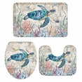 thumbnail image 1 of Teal Sea Turtle Coastal Bath Mat 3 Piece Bathroom Rug Set, Retro Ocean Summer Beach Coral Non Slip Bath Rug Contour Mat and Toilet Lid Cover, Absorbent Shower Mats Soft Bath Rugs and Mats Sets, 1 of 8
