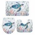 thumbnail image 1 of Teal Sea Turtle Coastal Bath Mat 3 Piece Bathroom Rug Set, Summer Beach Ocean Coral Non Slip Bath Rug Contour Mat and Toilet Lid Cover, Absorbent Shower Mats Soft Bath Rugs and Mats Sets, 1 of 8