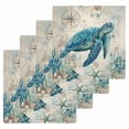 thumbnail image 1 of Teal Sea Turtle Coastal Kitchen Dish Towels for Drying Dishes Set of 4, Vintage Summer Beach Nautical Waffle Weave Microfiber Hand Tea Bathroom Towels Quick Dry & Absorbent Towel 12x12, 1 of 7