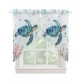 thumbnail image 1 of Teal Sea Turtle Coastal Swag Valances for Windows, Summer Beach Ocean Coral Rod Pocket Sheer Valances for Small Windows, Swag Toppers Light Filtering for Kitchen Living Room 2 Panels 28''x36'', 1 of 6