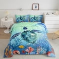 thumbnail image 1 of Teal Sea Turtle Comforter Set Full Size, 3D Tortoise Reptile Bedding Sets Teens, Sea Animal Comforter Ocean Decor, Blue Green Coastal Nature Down Comforter with 2 Pillowcases, 1 of 6