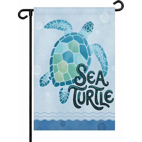 Teal Sea Turtle Garden Flags 12x18 Double Sided Outside Decoration Coastal Ocean Summer Ocean Waves Decorative Welcome Yard Flag Banners for House Home Patio Lawn Seasonal Outdoor Decor