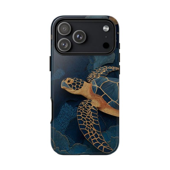 Teal Sea Turtle Gliding Underwater Case with iPhone 17 to 11 Pro Max