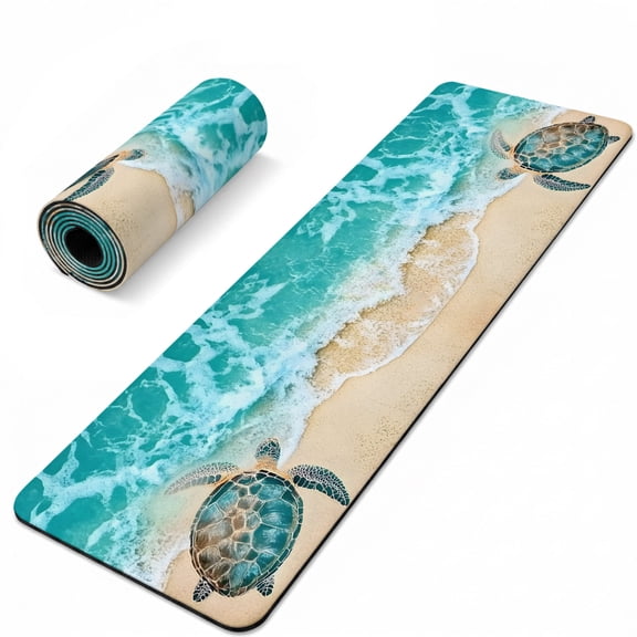 Teal Sea Turtle Heat Insulation Mats for Countertop Beach Ocean Wave Summer Coastal Trivets for Hot Pots and Pans Waterproof Table Protector Cover for Kitchen & Counter Mat 40x12 Inch