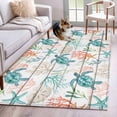 thumbnail image 1 of Teal Sea Turtle Starfish Area Rugs 3x5 ft Summer Beach Coral Shell Board Washable Rug Non Slip Indoor Carpet Absorbent Floor Mat for Living Room Bedroom Dining Room, 1 of 9