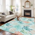 thumbnail image 1 of Teal Sea Turtle Starfish Large Area Rugs 8x10 ft Summer Beach Coral Shell Blue Washable Rug Non Slip Indoor Carpet Absorbent Floor Mat for Living Room Bedroom Dining Room, 1 of 9