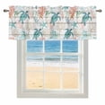 thumbnail image 1 of Teal Sea Turtle Starfish Window Valance for Kitchen, Summer Beach Coral Shell Board Rod Pocket Short Curtain for Small Windows, Light Filtering Decorative Valance, 54 x 18 Inch, 1 of 9