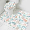 thumbnail image 1 of Teal Seahorse Starfish Bathroom Rugs Set Summer Beach Coral Shell Watercolor Non Slip Absorbent Soft Bath Mats 3 Piece Set with Bathroom Rug, U-Shaped Floor Mat, Toilet Seat Cover Small Size, 1 of 9
