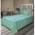 thumbnail image 1 of Ambesonne Green Fitted & Top Sheet Set with Sham, Pixel Mosaic Love Pattern, Green, 1 of 4