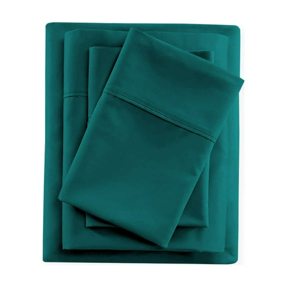 Teal Short Queen Size Sheet Set Soft Brushed Bed Sheets Microfiber Hotel Luxury Set of 4 Pieces – Flat Sheet Fitted Sheet 2 Pillowcases 15 " Deep Pocket Fade Wrinkle Stain Resistant Bedding
