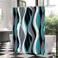 thumbnail image 1 of Teal Shower Curtain, Abstract Modern Black Grey Teal Bathroom Decor Accessories, Waffle Weave Textured Fabric Shower Curtain Set with Hooks, 72x72, 1 of 6
