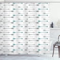 thumbnail image 1 of Teal Shower Curtain, Retro Arrow Pattern in Horizontal Line Heading to Opposite Directions Art Print, Cloth Fabric Bathroom Decor Set with Hooks, 84" Extra Long, Grey Teal, 1 of 4
