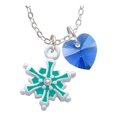 thumbnail image 1 of Teal Snowflake with Clear Crystal - Blue Crystal Heart Sophia Necklace, 18"+1", 1 of 2