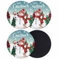 thumbnail image 1 of Teal Snowman Christmas Coasters Set of 4, Absorbent Coasters for Drinks, Xmas Tree Snowflake Elk Winter Coaster for Desk Coffee Table Protection, Home Decor House Warming Gifts 4", 1 of 8