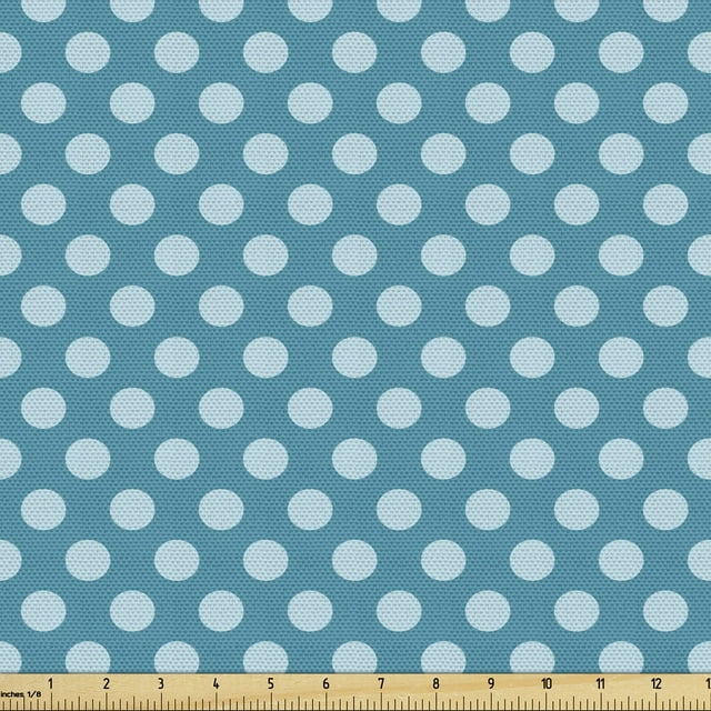 Ambesonne Teal Fabric by the Yard Upholstery, Polka Dots Soft Sea Colors, 1 Yard, Teal Pale Blue