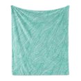 thumbnail image 1 of Teal Soft Flannel Fleece Blanket, Abstract Design Leaves Plants Wavy Tangled Pattern Doodle Style Monochromic Artwork Print, Cozy Plush for Indoor and Outdoor Use, 50" x 60", Green, by Ambesonne, 1 of 5