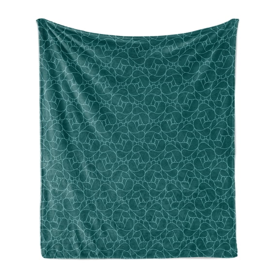 Teal Soft Flannel Fleece Blanket, Abstract Line Art Modern Expressionist Design Water Drop Pattern in Various Sizes, Cozy Plush for Indoor and Outdoor Use, 60" x 80", Teal Turquoise, by Ambesonne