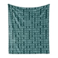 thumbnail image 1 of Teal Soft Flannel Fleece Blanket, Abstract Pine Fir Tree Silhouettes Triangular Christmas Wintertime Seasonal Forest Pattern, Cozy Plush for Indoor and Outdoor Use, 60" x 80", Teal, by Ambesonne, 1 of 5