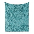 thumbnail image 1 of Teal Soft Flannel Fleece Blanket, Ink Drawing Inspired Intertwined Tree Branches Buds and Leaves in Abstract Design, Cozy Plush for Indoor and Outdoor Use, 50" x 60", Teal Turquoise, by Ambesonne, 1 of 5
