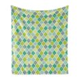 thumbnail image 1 of Teal Soft Flannel Fleece Blanket, Traditional Moroccan Cultural Pattern Trellis Quatrefoil Motif in Vibrant Colors Retro, Cozy Plush for Indoor and Outdoor Use, 60" x 80", Multicolor, by Ambesonne, 1 of 5