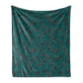 thumbnail image 1 of Teal Soft Flannel Fleece Blanket, Whimsical Modern Style Berry Christmas Pattern Hand Drawn Rustic Traditional, Cozy Plush for Indoor and Outdoor Use, 60" x 80", Teal Ruby Vermilion, by Ambesonne, 1 of 6
