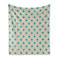 thumbnail image 1 of Teal Soft Flannel Fleece Throw Blanket, Abstract Geometric Pattern Eastern Oriental Symmetric Design Print, Cozy Plush for Indoor and Outdoor Use, 70" x 90", Mustard Teal and Grey, by Ambesonne, 1 of 5