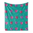 thumbnail image 1 of Teal Soft Flannel Fleece Throw Blanket, Crystal Hearts and Gemstone Valentine's Day Celebrating Romantic Print, Cozy Plush for Indoor and Outdoor Use, 70" x 90", Red Fuchsia Teal, by Ambesonne, 1 of 5