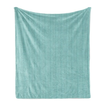 Teal Soft Flannel Fleece Throw Blanket, Cultural Symmetrical Design Themed Pattern, Cozy Plush for Indoor and Outdoor Use, 50" x 60", Turquoise Grey White, by Ambesonne