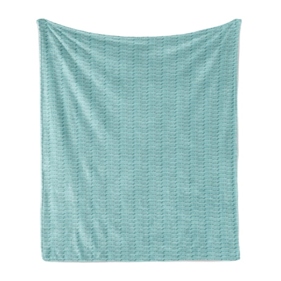 Teal Soft Flannel Fleece Throw Blanket, Cultural Symmetrical Design Themed Pattern, Cozy Plush for Indoor and Outdoor Use, 70" x 90", Turquoise Grey White, by Ambesonne