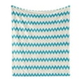 thumbnail image 1 of Teal Soft Flannel Fleece Throw Blanket, Horizontal Zigzag Lines Chevron Triangles Pattern Simple Classical Geometric Design, Cozy Plush for Indoor and Outdoor Use, 70" x 90", Cream Teal, by Ambesonne, 1 of 5