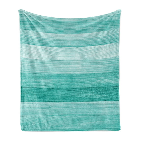 Teal Soft Flannel Fleece Throw Blanket, Painted Wood Board Horizontal Lines Birthdays Easter Holiday Print Backdrop Image, Cozy Plush for Indoor and Outdoor Use, 60" x 80", Turquoise, by Ambesonne