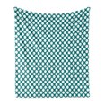 thumbnail image 1 of Teal Soft Flannel Fleece Throw Blanket, Polka Dotted Pattern Traditional Style European Inspired and Vibrant Colored Image, Cozy Plush for Indoor and Outdoor Use, 50" x 60", Teal White, by Ambesonne, 1 of 5