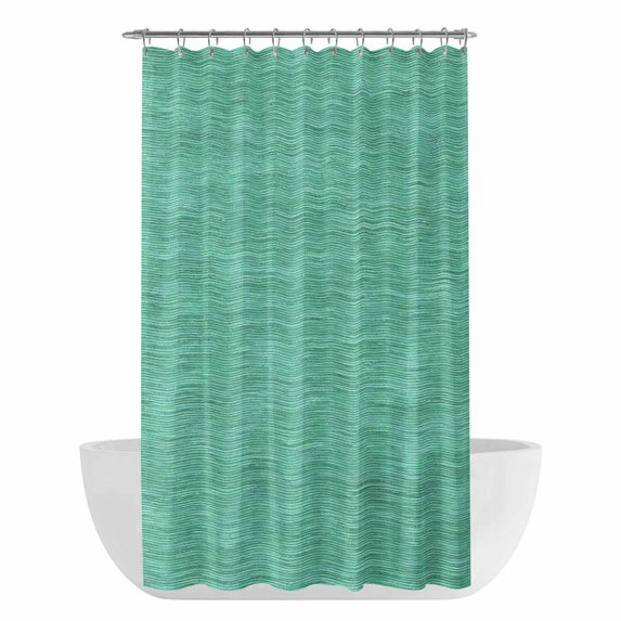 Teal Solid Color Shower Curtain - Water Repellent Fabric Shower Curtains Washable, Minimalist Vintage Linen Texture Modern Decorative Polyester Cloth Bathroom Curtains Modern Bath Decor 36"x72"