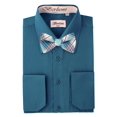 thumbnail image 1 of Teal Solid Mens Dress Shirt and Self Tie Bow Tie, 1 of 2