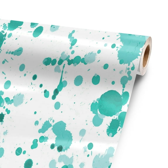 Teal Splatter 48” x 52” Vinyl Wrap Sheet for large or custom items | 3M wrap DIY to custom skin gear of all types and sizes, including vehicles, boats, appliances, furniture, atv’s,