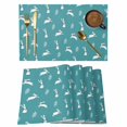 thumbnail image 1 of Teal Spring Easter Placemats Set of 8, Cute Bunny Botanical Placemats for Dining Table, Place Mats for Kitchen Tabletop, Waterproof Wipeable Dining Table Mats Set, 1 of 9