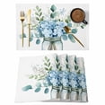 thumbnail image 1 of Teal Spring Floral Placemats Set of 8 Watercolor Summer Flowers Place Mats Indoor Wipeable Table Mats Washable Cloth Dining Table Placemats for Kitchen Holiday Party Home Decor 13x19 Inch, 1 of 9